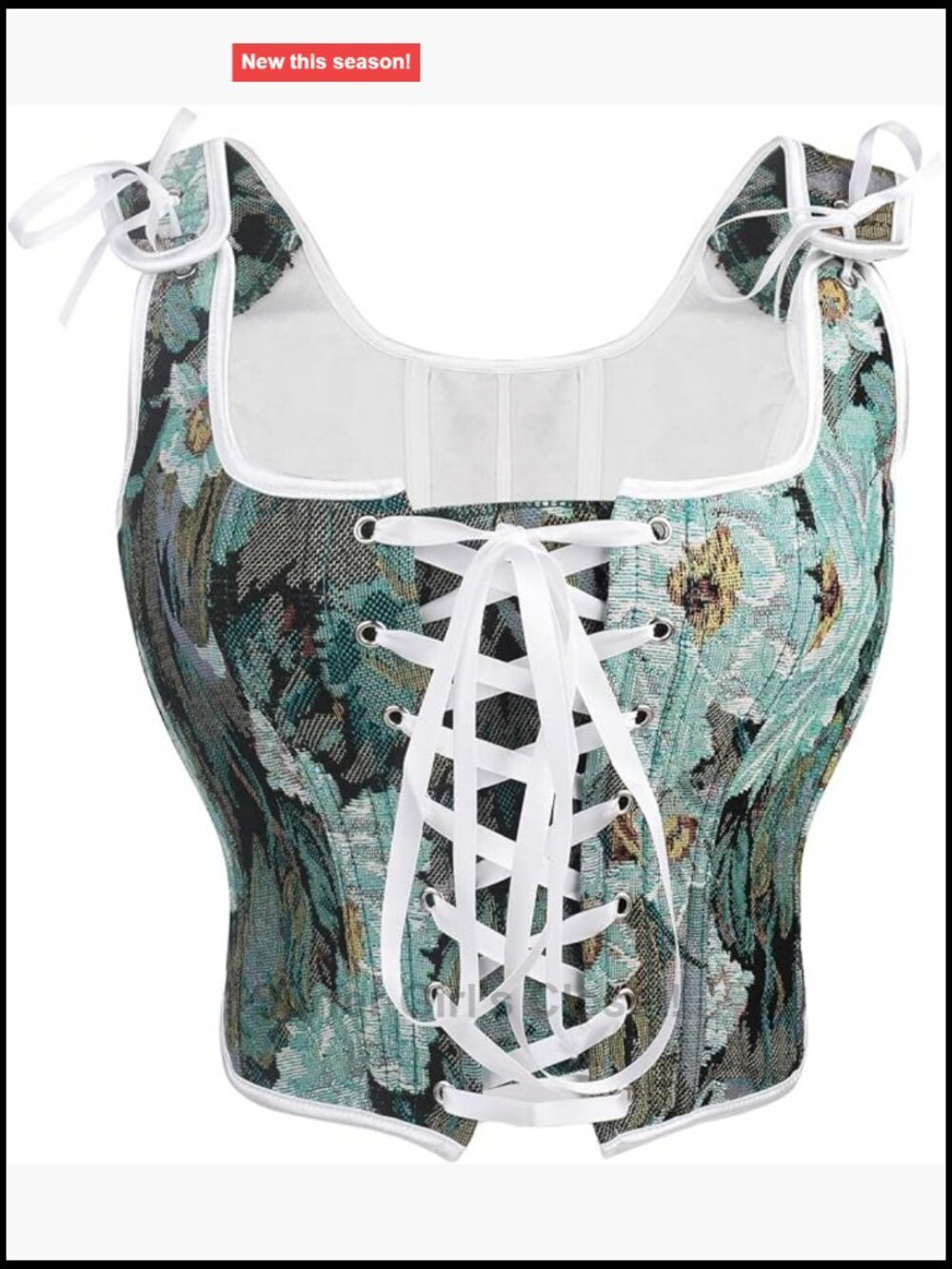 Women's Renaissance Corset Bustier Top Floral Victorian Cottagecore Lace Up